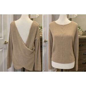 Wet Seal Long Sleeve Backless Asymetrical Sweater S Beige Camel Tan